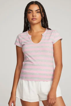 Cheap Chandler Pastel Lavender Stripe Tee Women Loungewear|Tops