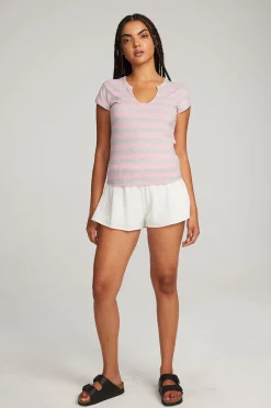 Cheap Chandler Pastel Lavender Stripe Tee Women Loungewear|Tops