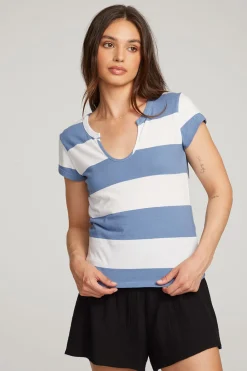 Cheap Chandler Vintage Blue Stripe Tee Women Loungewear|Tops