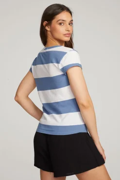 Cheap Chandler Vintage Blue Stripe Tee Women Loungewear|Tops
