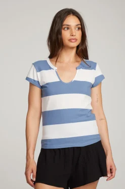 Cheap Chandler Vintage Blue Stripe Tee Women Loungewear|Tops