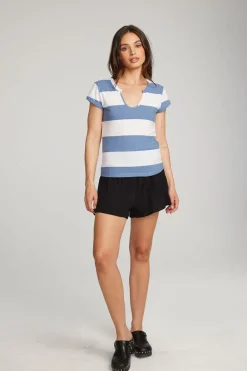 Cheap Chandler Vintage Blue Stripe Tee Women Loungewear|Tops