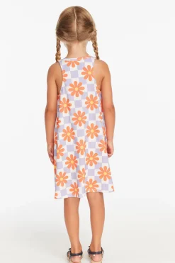 Flash Sale Checkered Floral Girls Tank Dress Kids Girls