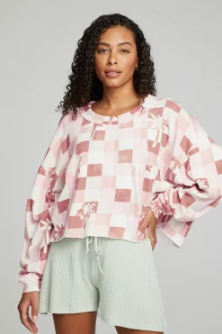 Flash Sale Checkered Palms Print Pullover Women Outerwear|Loungewear