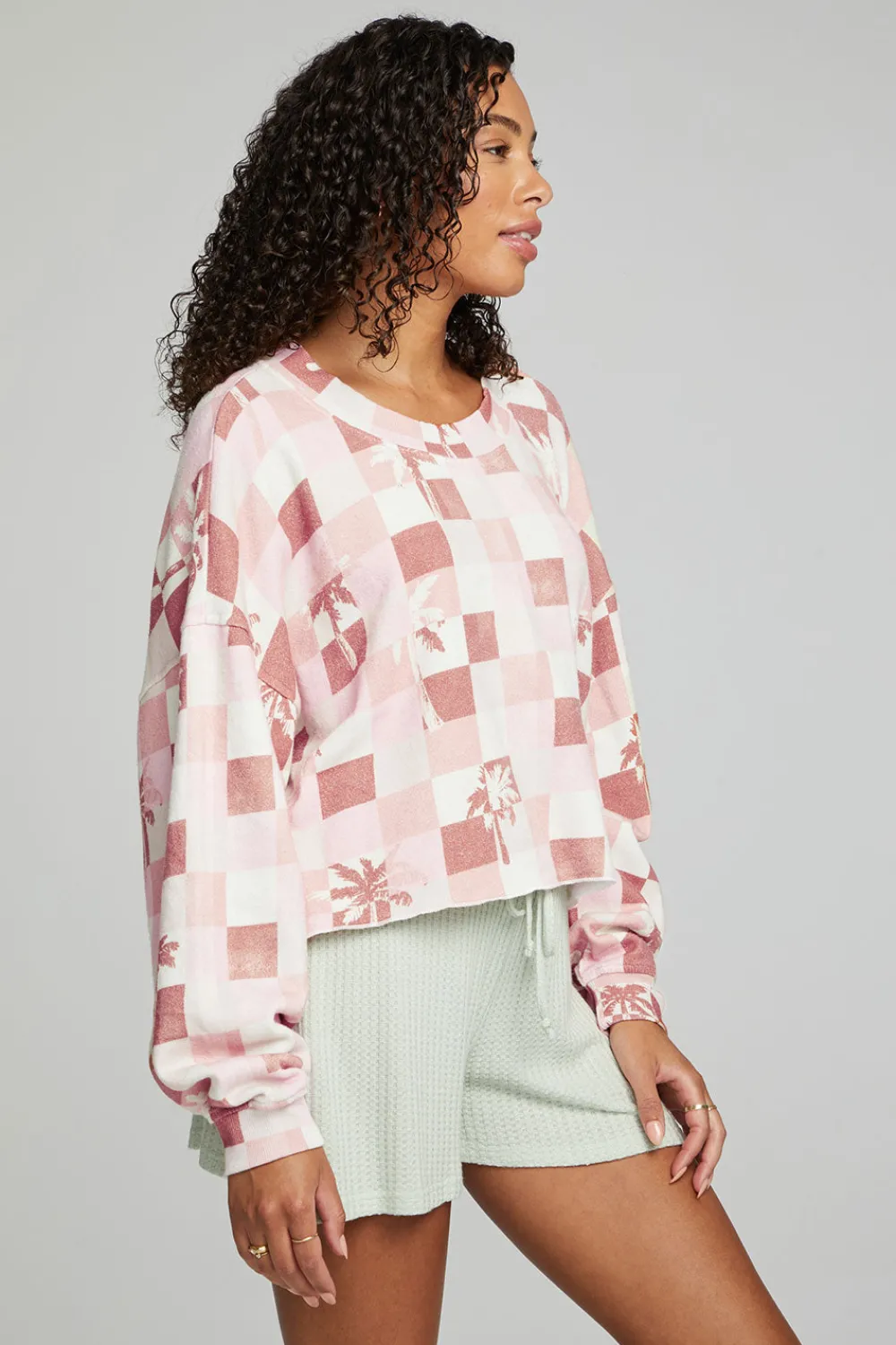 Flash Sale Checkered Palms Print Pullover Women Outerwear|Loungewear