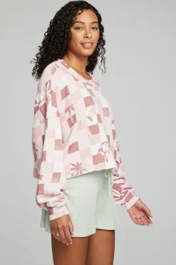 Flash Sale Checkered Palms Print Pullover Women Outerwear|Loungewear