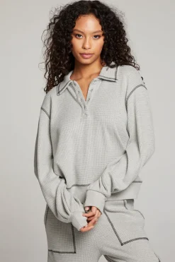 Cheap Church Heather Grey Long Sleeve Women Loungewear|Tops