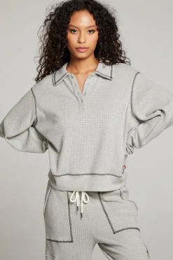 Cheap Church Heather Grey Long Sleeve Women Loungewear|Tops