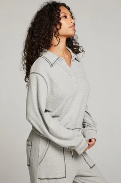 Cheap Church Heather Grey Long Sleeve Women Loungewear|Tops