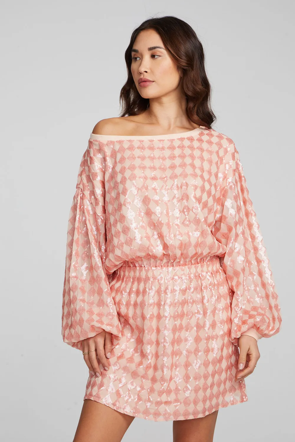 Clearance Cooper Long Sleeve Mini Dress Embellished Check Women Loungewear|Dresses