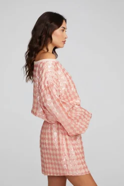 Clearance Cooper Long Sleeve Mini Dress Embellished Check Women Loungewear|Dresses