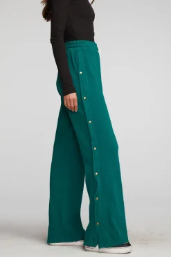 Clearance Cotton Fleece Wide Leg Joggers With Button Sideseam Women Bottoms