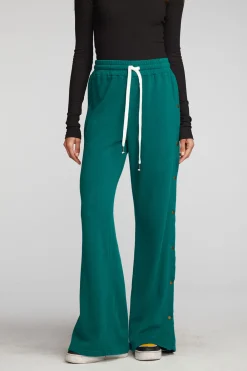 Clearance Cotton Fleece Wide Leg Joggers With Button Sideseam Women Bottoms