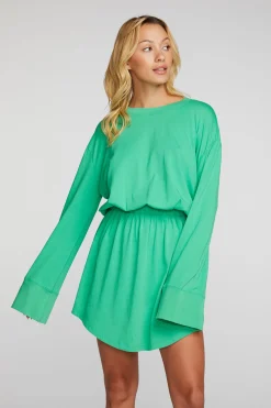 Store Cotton Jersey Mini Dress With Wide Sleeves Women Loungewear|Dresses