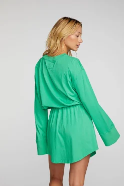 Store Cotton Jersey Mini Dress With Wide Sleeves Women Loungewear|Dresses