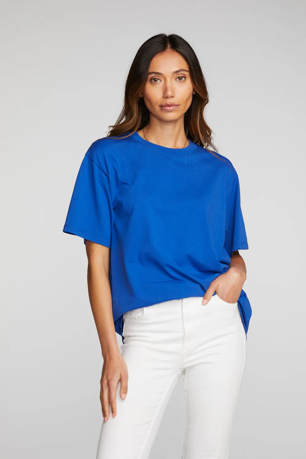 Store Cotton Jersey Short Sleeve Crewneck Tee Women Loungewear|Tops