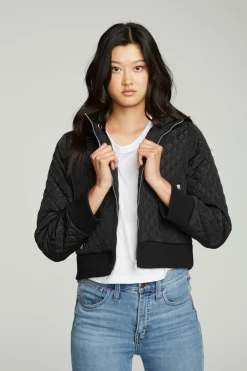 Clearance Cropped Hooded Jacket With Rib Women Outerwear|Tops