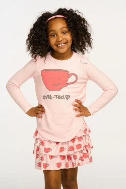 Store Cute Tea Long Sleeve Tee Kids Girls