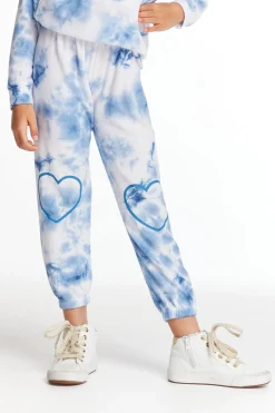 Fashion Denim Tie Dye Heart Cozy Knit Sweatpant Kids Girls