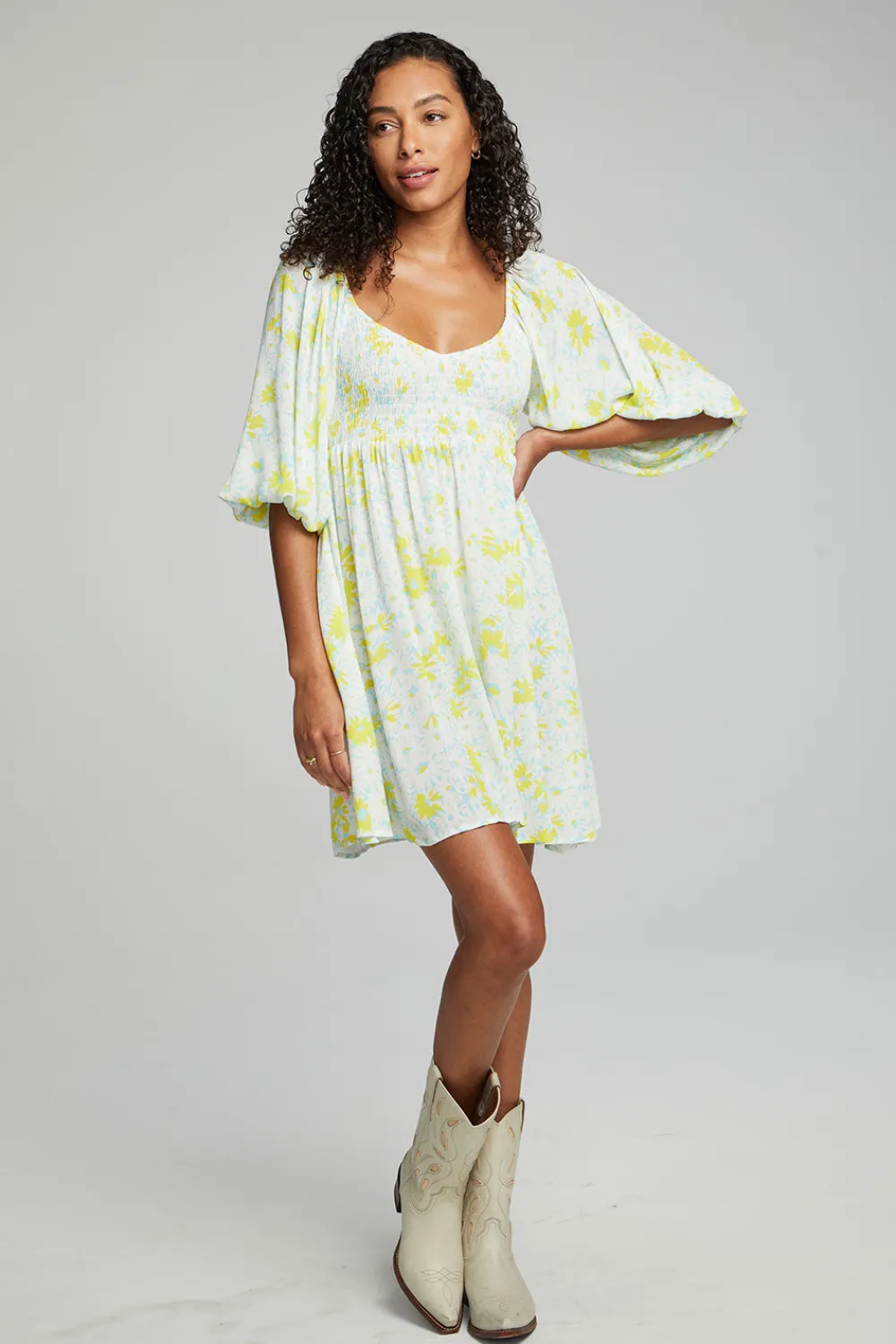 Clearance Dolce Mini Dress - Baby Blue Daisy Floral Women Loungewear|Dresses