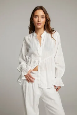 Sale Dolphin White Button Down Women Loungewear|Tops