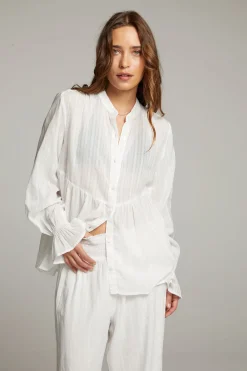 Sale Dolphin White Button Down Women Loungewear|Tops