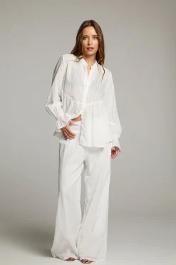 Sale Dolphin White Button Down Women Loungewear|Tops