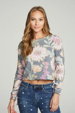 Online Drawstring Shirred Long Sleeve Cropped Pullover Women Tops