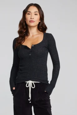 Outlet Drifter Shadow Black Henley Women Loungewear|Tops