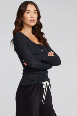 Outlet Drifter Shadow Black Henley Women Loungewear|Tops