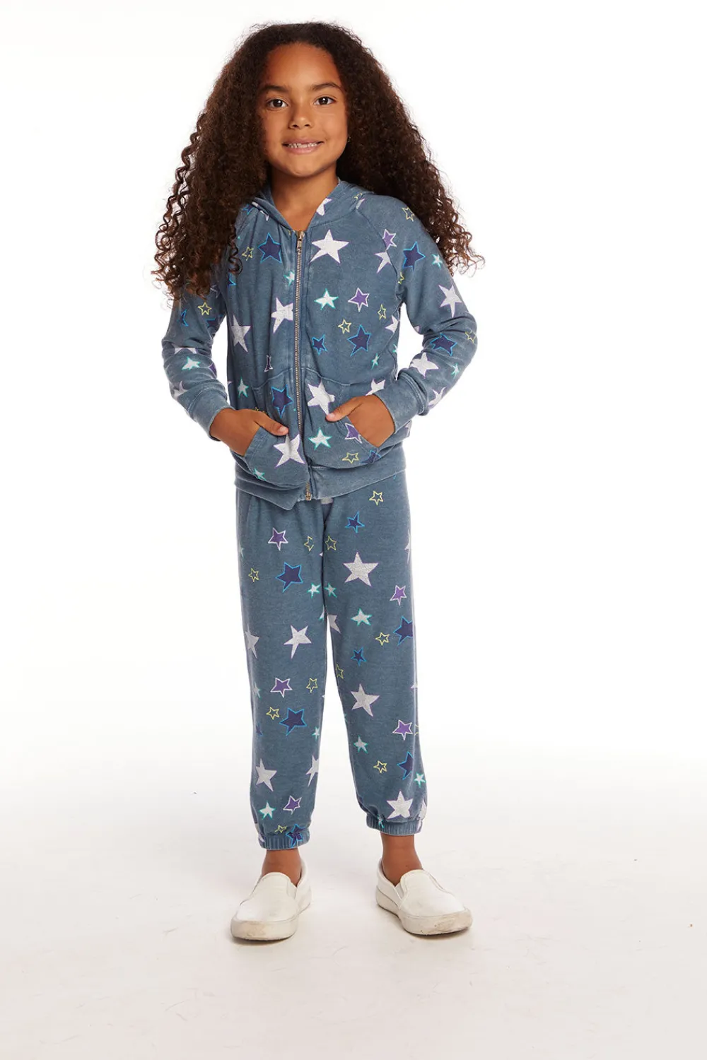 Clearance Embroidery Stars Girls Zip-up Hoodie Kids Girls