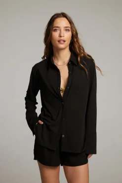 New Ethan Black Button Up Women Loungewear|Tops
