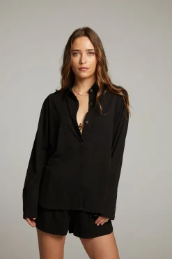 New Ethan Black Button Up Women Loungewear|Tops