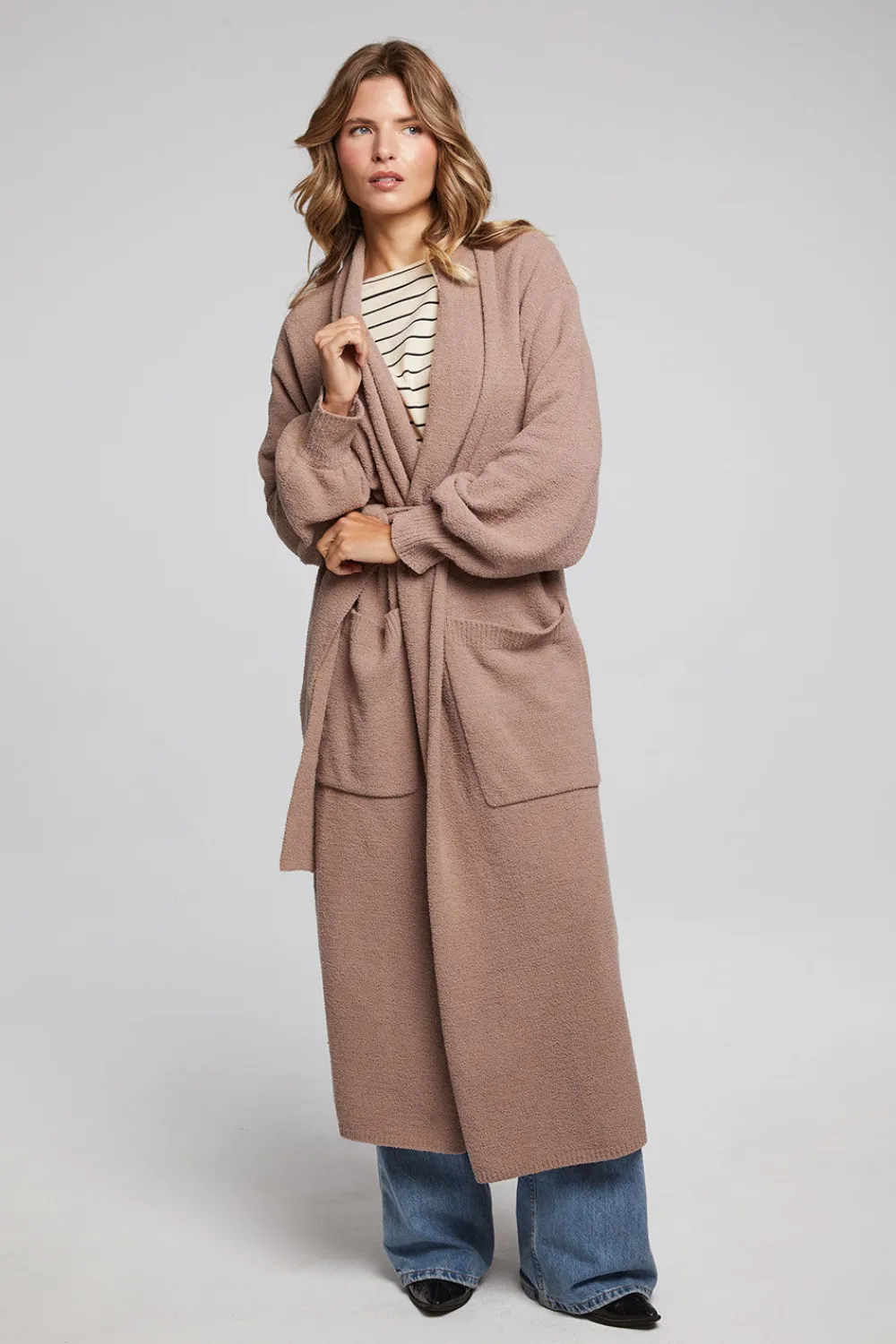 Outlet Evee Warm Taupe Maxi Cardigan Women Outerwear|Loungewear