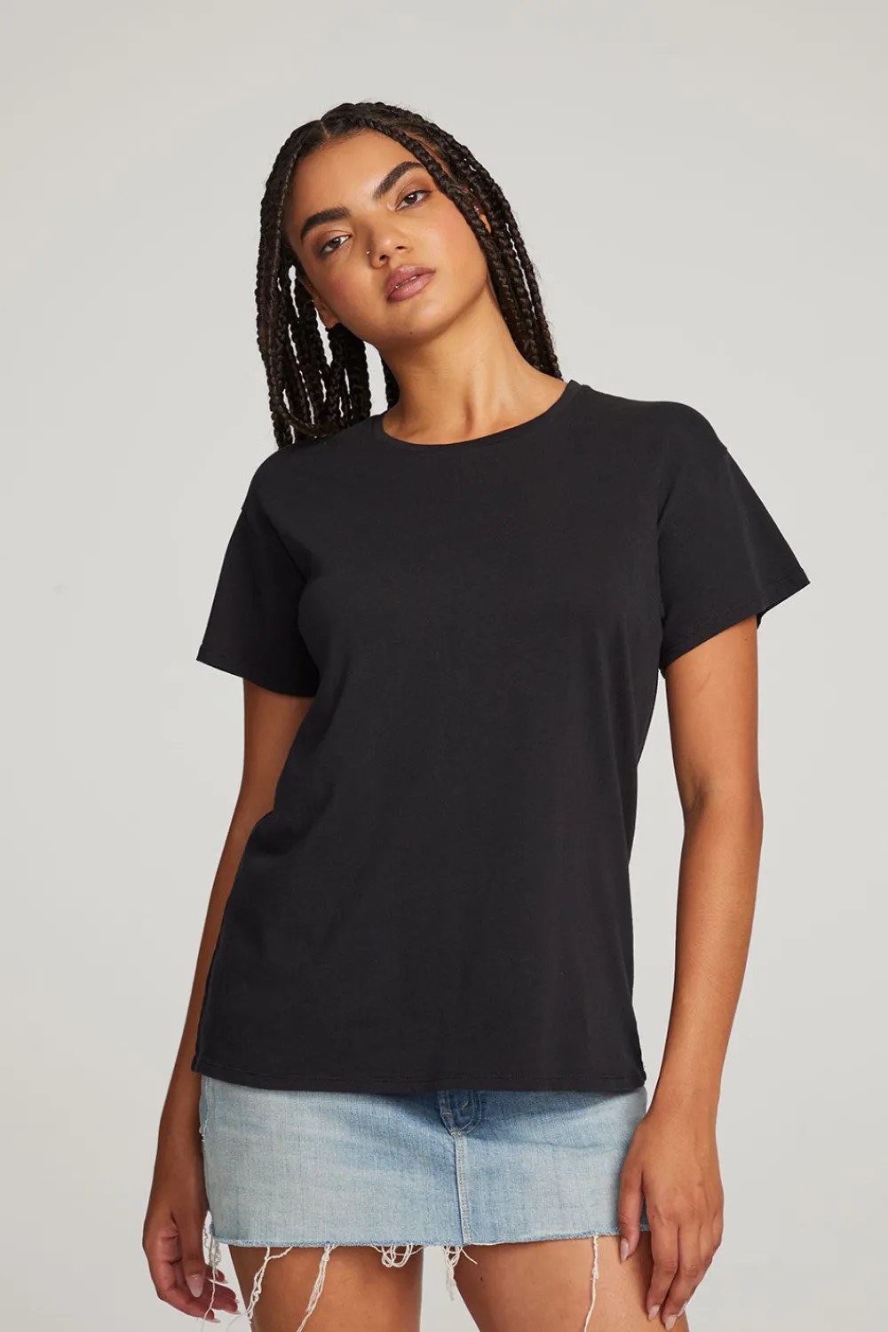 Fashion Everyday Essential Black Crew Neck Tee Women Loungewear|Essentials