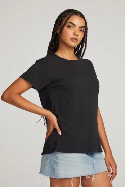 Fashion Everyday Essential Black Crew Neck Tee Women Loungewear|Essentials