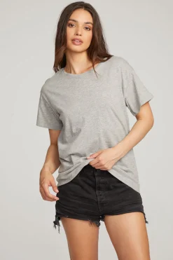 Cheap Everyday Essential Heather Grey Crew Neck Tee Women Loungewear|Tops