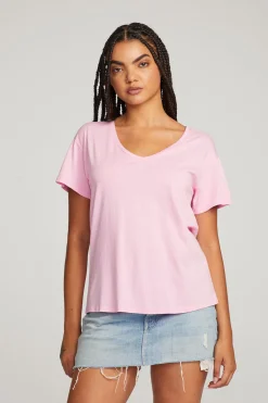 New Everyday Essential Pastel Lavender V-neck Tee Women Loungewear|Essentials