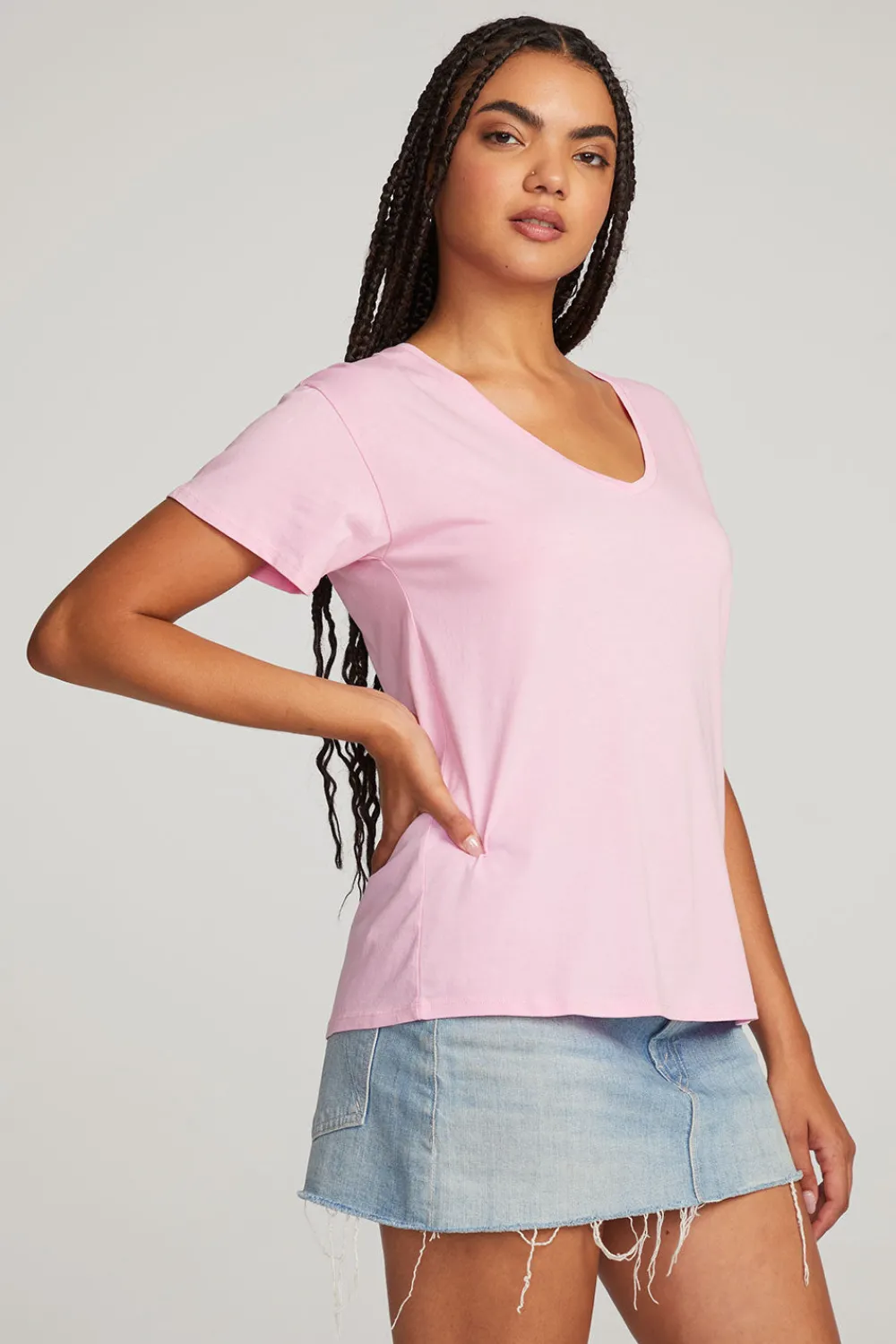 New Everyday Essential Pastel Lavender V-neck Tee Women Loungewear|Essentials