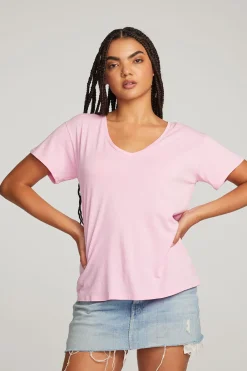 New Everyday Essential Pastel Lavender V-neck Tee Women Loungewear|Essentials