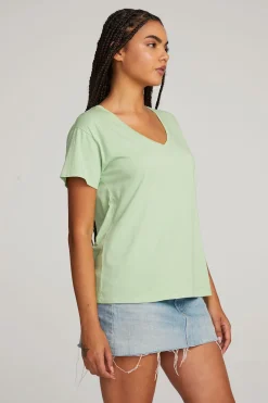 Clearance Everyday Essential Quiet Green V-neck Tee Women Loungewear|Essentials