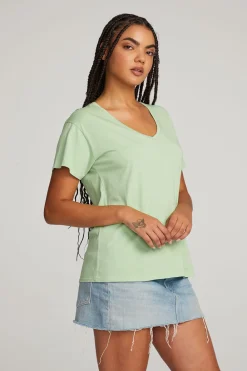 Clearance Everyday Essential Quiet Green V-neck Tee Women Loungewear|Essentials