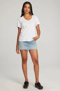 Shop Everyday Essential White V-neck Tee Women Loungewear|Essentials