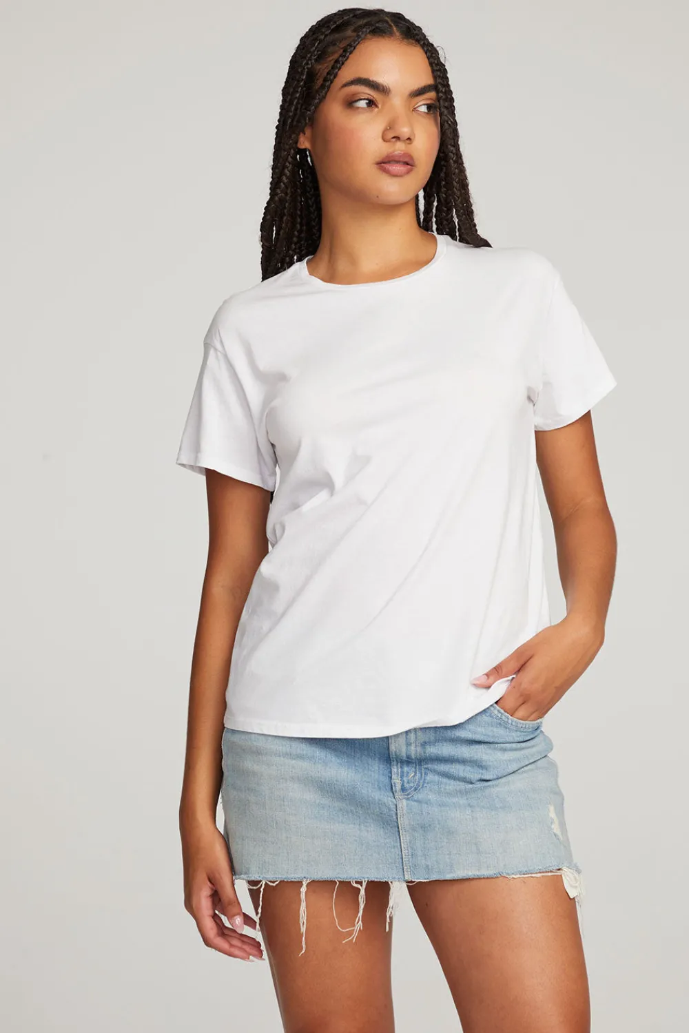 Shop Everyday Essential White Crew Neck Tee Women Loungewear|Essentials