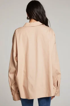 Clearance Ezra Warm Taupe Button Up Women Loungewear|Tops