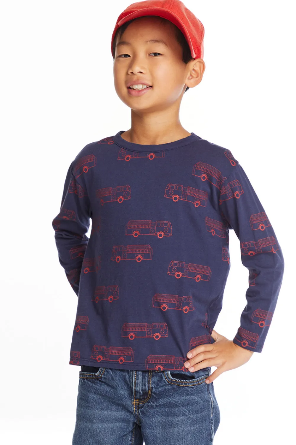 New Fire Trucks Boys Long Sleeve Crew Neck Tee Kids/BOY Boys
