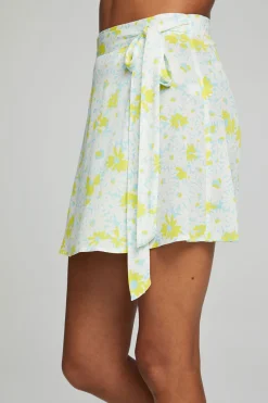 Cheap Fleet Wrap Mini Skirt - Baby Blue Daisy Floral Women Loungewear|Bottoms