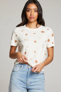 Hot Football Party Embroidery Tee Women Loungewear|Graphics