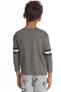 Flash Sale Football Stripes Boys Long Sleeve Crew Neck Tee Kids/BOY Boys