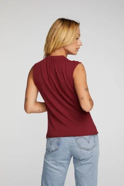 Best Gauze Jersey Snap Down Tank With Shirring Women Loungewear|Tops